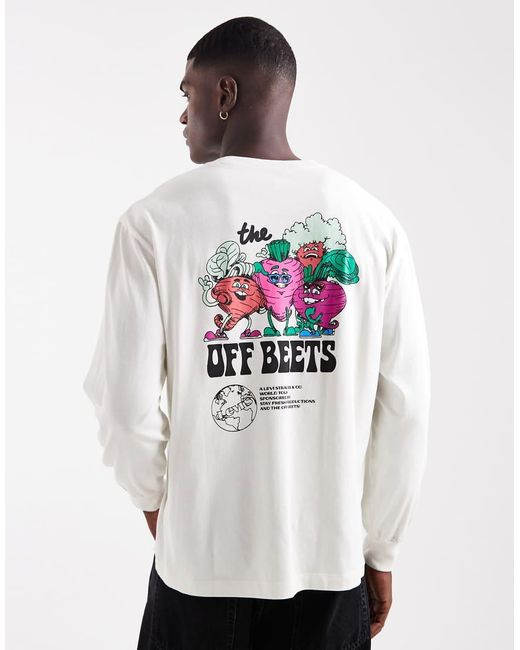 Levi's Ruimvallend T-Shirt Met Lange Mouwen En Off Beets-Print Op De Achterkant in het Natural voor heren
