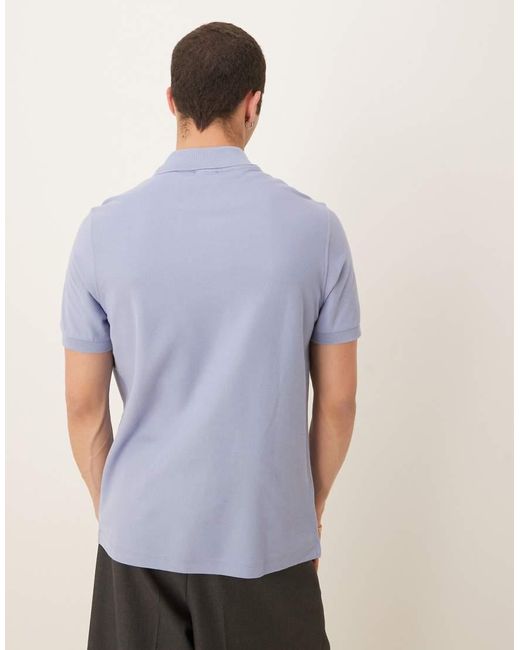 Polo Verde Pálido Con Cuello De Solapas De Punto Liso De Mango de hombre de color Purple