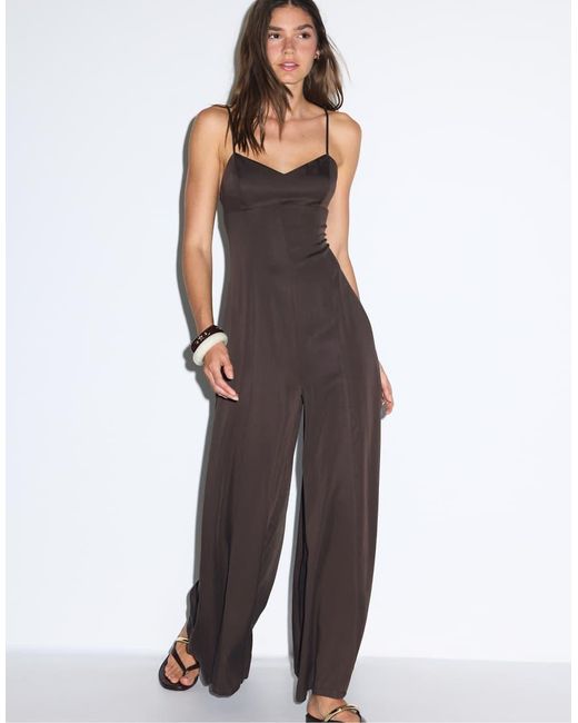 Stradivarius Purple Strappy Wide-leg Jumpsuit