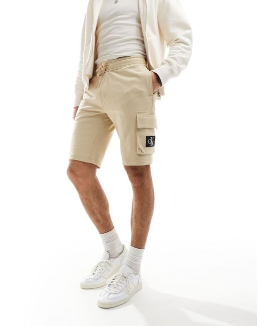 Calvin Klein – shorts aus jersey in Natural für Herren