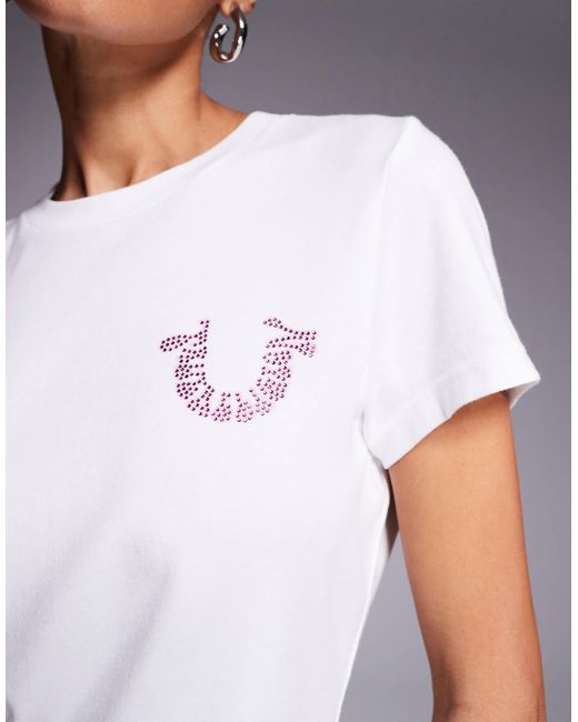 True Religion Blue – knapp geschnittenes t-shirt