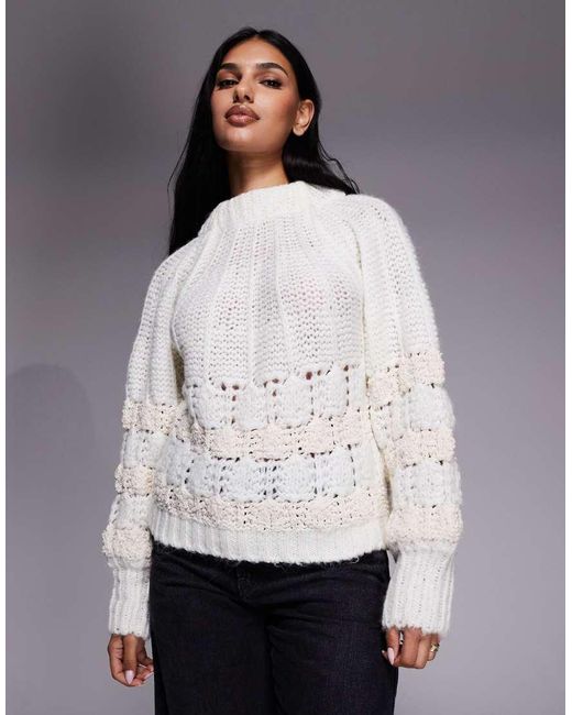 River Island Gray Pointelle Bow Back Jumper