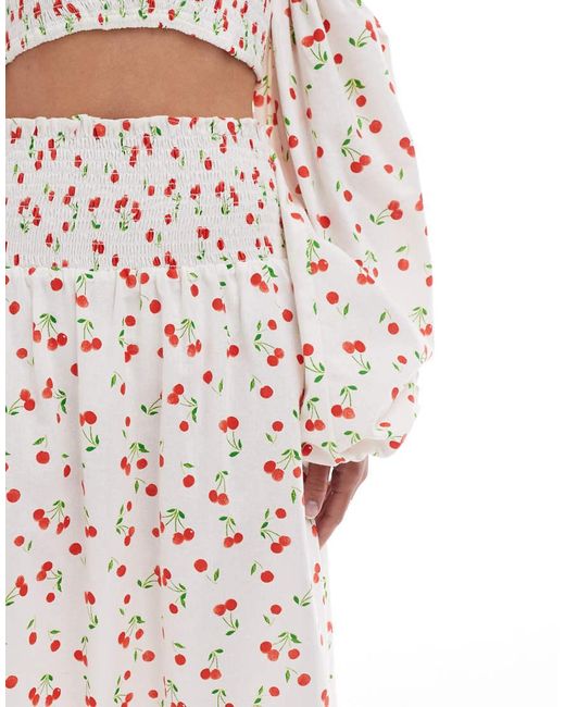 ASOS White Shirred Waist Maxi Skirt