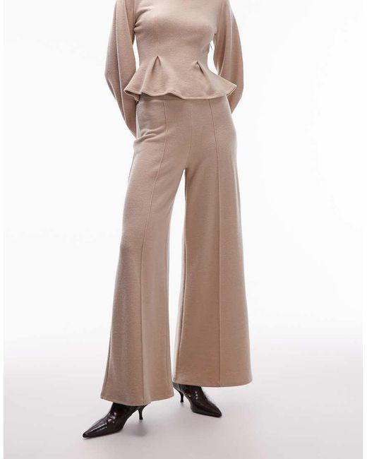 ASOS Natural Supersoft Wide Leg Trouser Co-ord