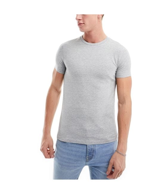 ASOS Blue 5 Pack Muscle Fit T-shirt With Crew Neck for men