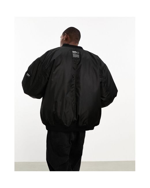 Dr. Denim Black Hector Oversized Bomber Jacket With Pocket On Sleeve for men