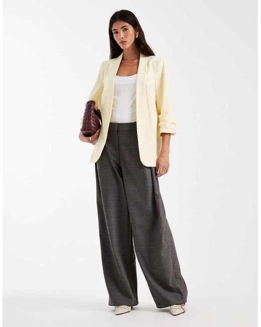 Pieces Natural Tailored Ruched Sleeve Blazer