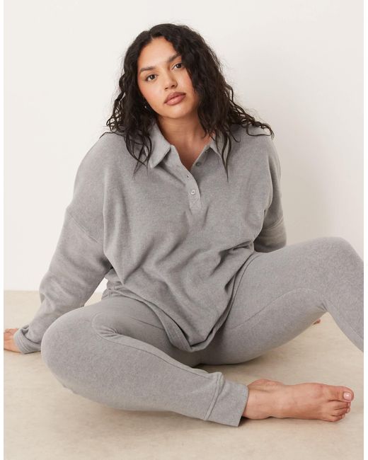 ASOS Gray Asos Design Curve Lounge Mix & Match Lightweight Fleece legging
