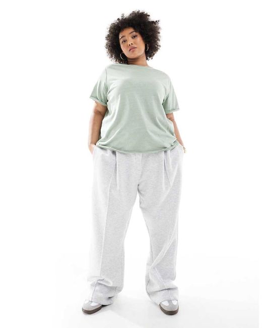 Camiseta Verde Lavado De Corte Estándar Suelto Con Bordes Sin Rematar De Asos Design Curve ASOS de color Green