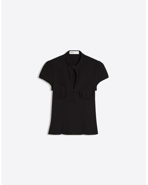 Bershka Black Short Sleeve Shirt With Press-stud Fastening