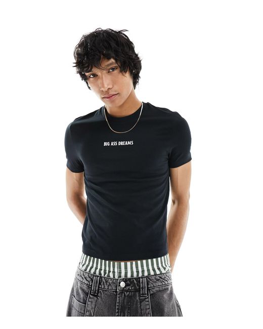 ASOS Black Shrunken Muscle Fit T-shirt for men