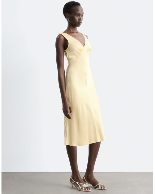 & Other Stories Natural Bias Cut Satin Midi Dress