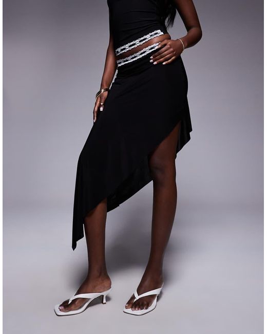 Public Desire Blue Lace Trim Midi Skirt Co-Ord