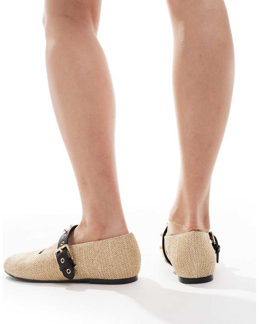 Raid Natural Novie Jute Ballet Flats With Buckle Detail