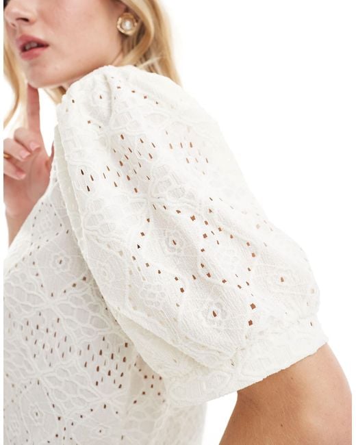 Object White Jersey Broderie T-shirt