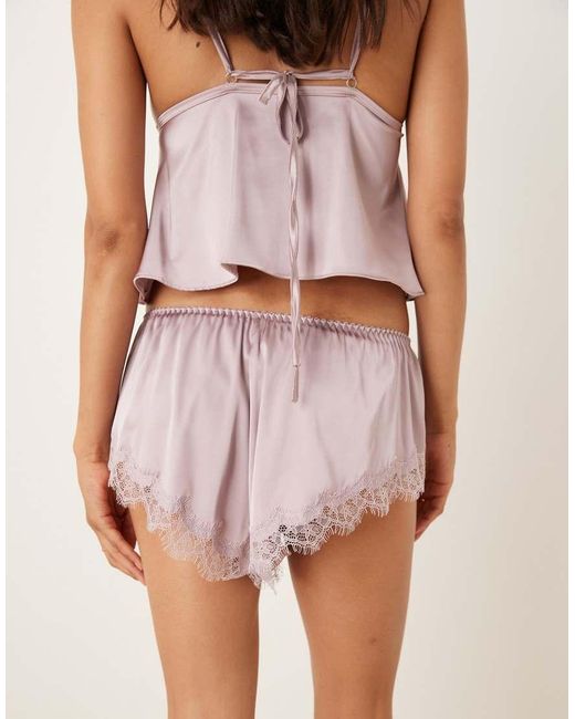 KAT THE LABEL Purple Sorrento Satin Lace Short