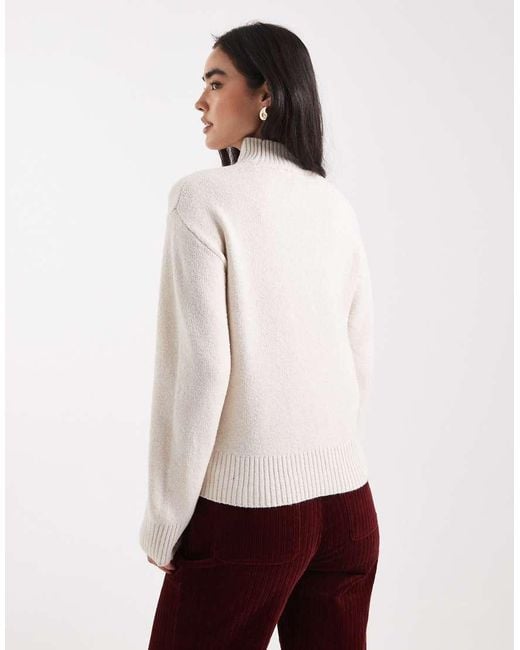 Brave Soul Natural Mock Neck Jumper With Bow Print