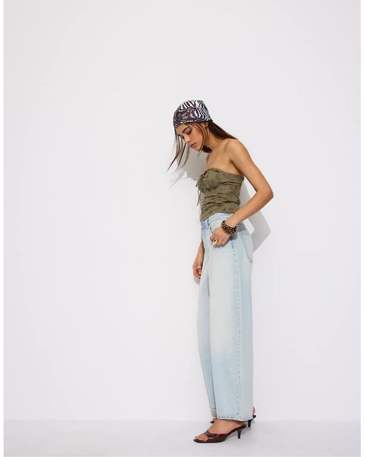 Stradivarius Green Corset Bustier Top