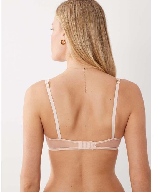 ASOS Brown Pamela Satin & Mesh Quilted High Apex Balcony Underwired Bra