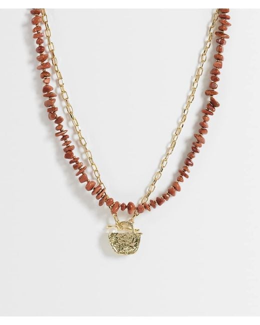 Accessorize Metallic 2 Pack Chipped Faux Stone & Pendant Necklace