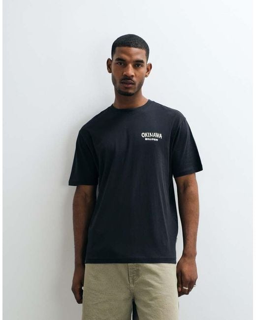 Only & Sons Black Oversized Fit T-shirt With Dragon Back Print for men