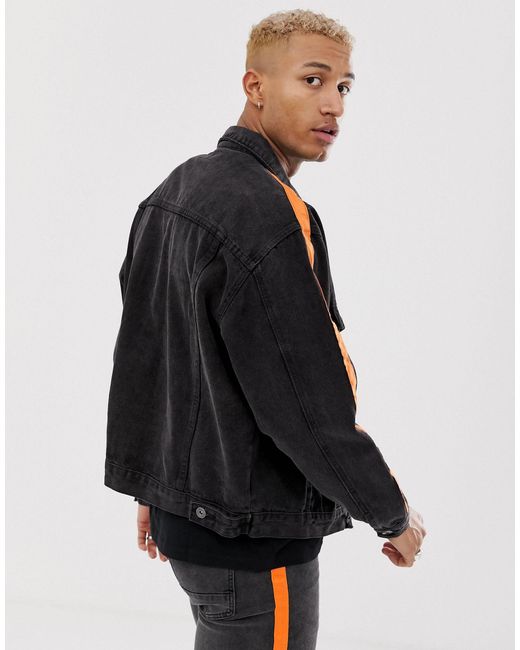 Liquor N Poker Denim Jacket With Orange 