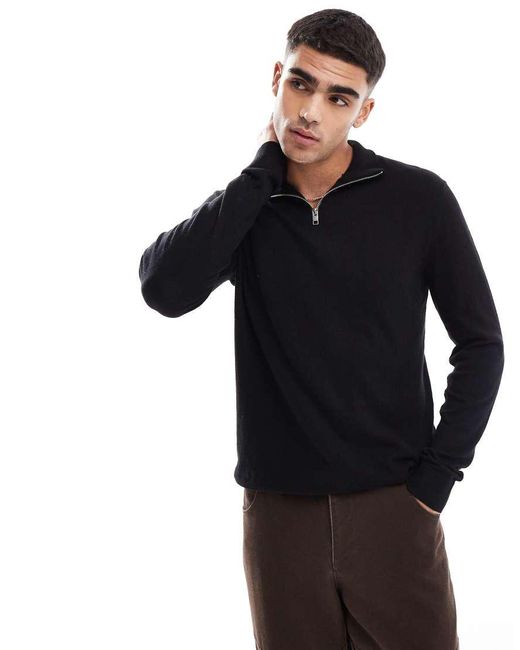 Jack & Jones Blue Knitted Half Zip for men