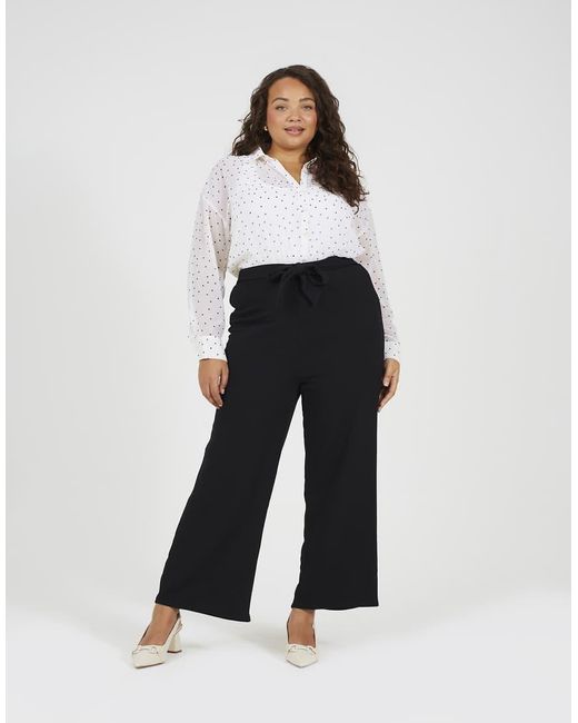Brave Soul Black Curve Bootcut Trousers With Tie Belt