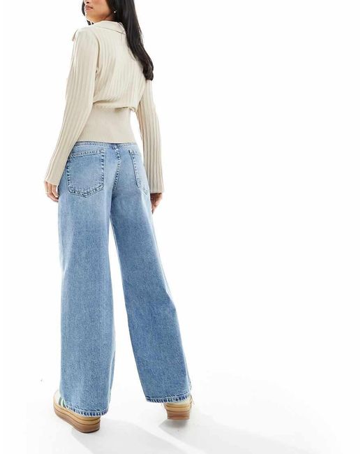 ASOS Blue Asos Design Petite Wide Leg Dad Jeans