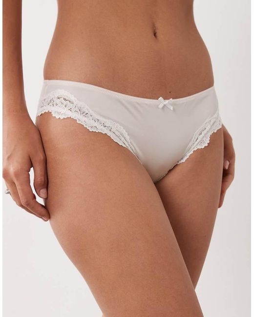 New Look Brown Satin Lace Trim Brazilian Brief