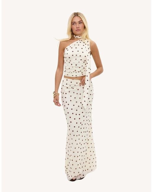 Loavies White Enchanted Hideaway Off- Maxi Skirt With Polka Dots