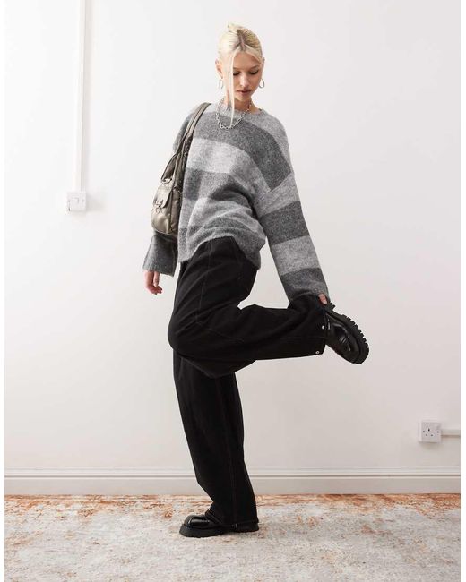 Noisy May Gray Oversize Texture Jumper