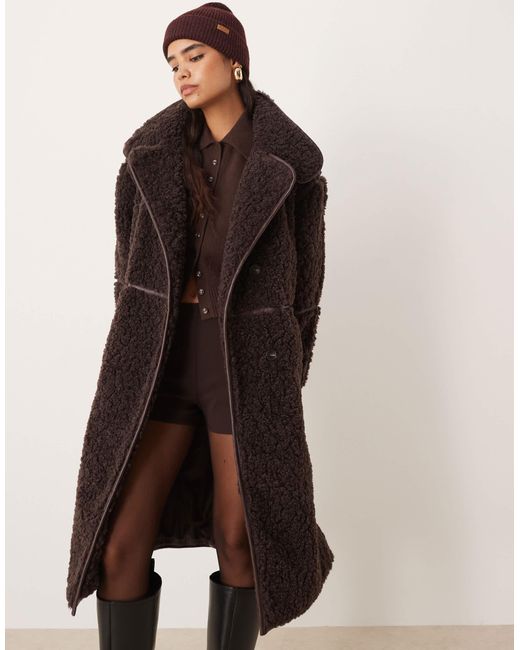 ASOS Natural Longline Shearling Coat