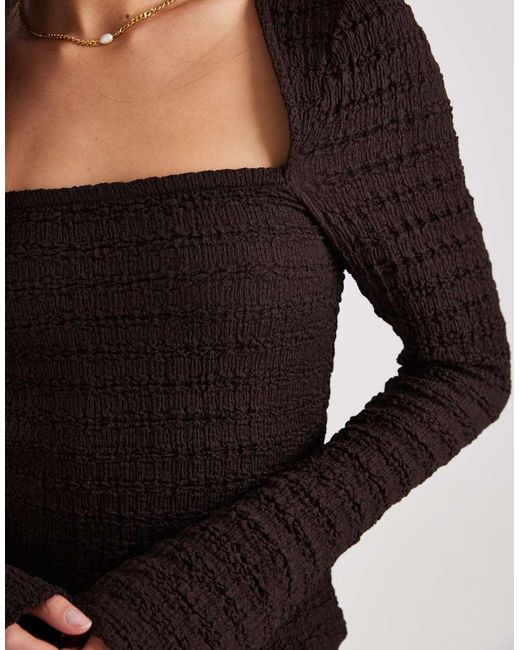 ASOS Black Mix & Match Textured Square Neck Flare Sleeve Top