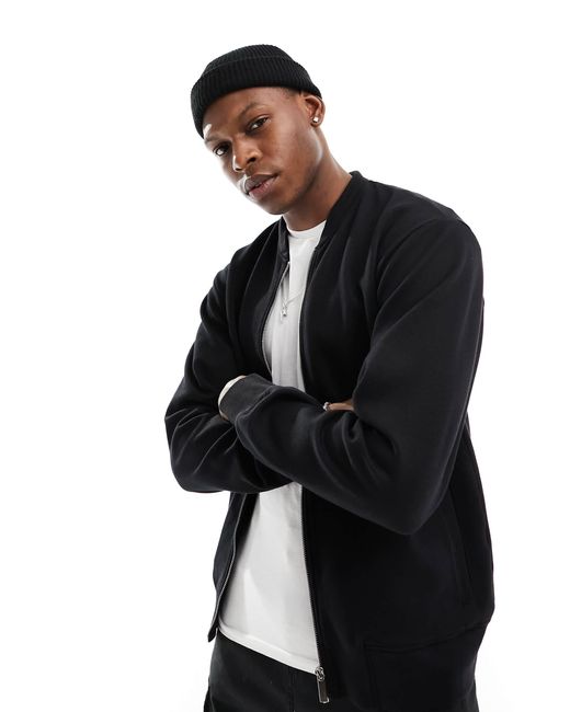 SELECTED Black Mack Sweat Bomber Jacket for men