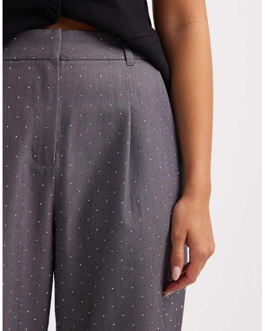 French Connection Blue Hotfix Tailored Wide Leg Trousers