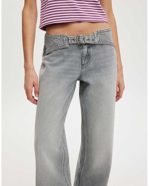 Cotton On Black Belted Low Rise Straight Jean