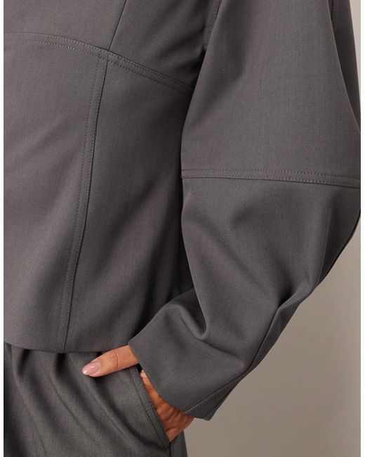 ARRANGE Gray Tailored Seam Detail Sculpted Top With Ovoid Sleeve