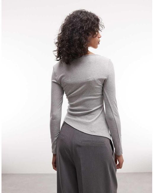 Collusion Gray Asymmetric Hem Double Layer Top