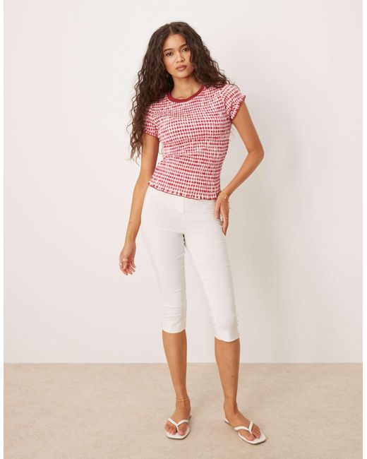 ASOS Red – gesmoktes t-shirt mit vichy-karos