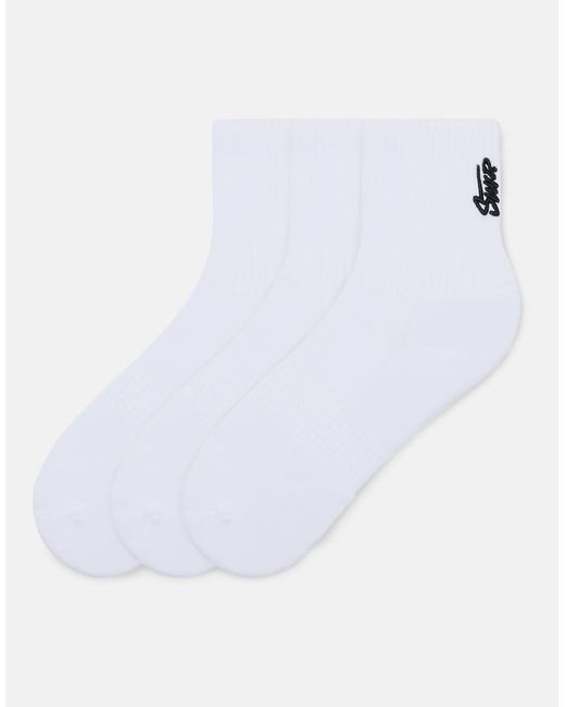 Pull&Bear White Pack Of 3 Pairs Of Stwd Socks for men