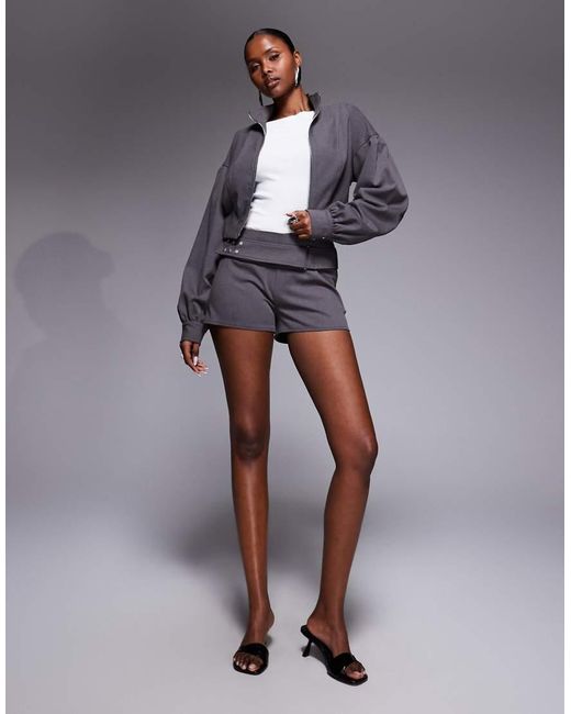 Kaiia Gray Exclusive Tailored Zip Through Balloon Sleeve Jacket Co-Ord