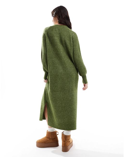 Vero Moda Green – weiches, geripptes oversize-pulloverkleid