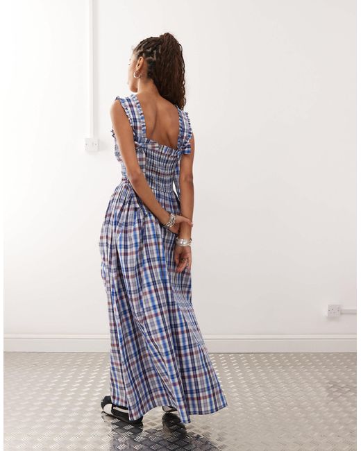 Collusion Blue Check Maxi Dress