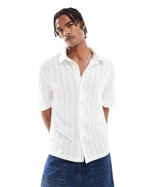 Chemise en maille texturée - écru Bershka pour homme en coloris White