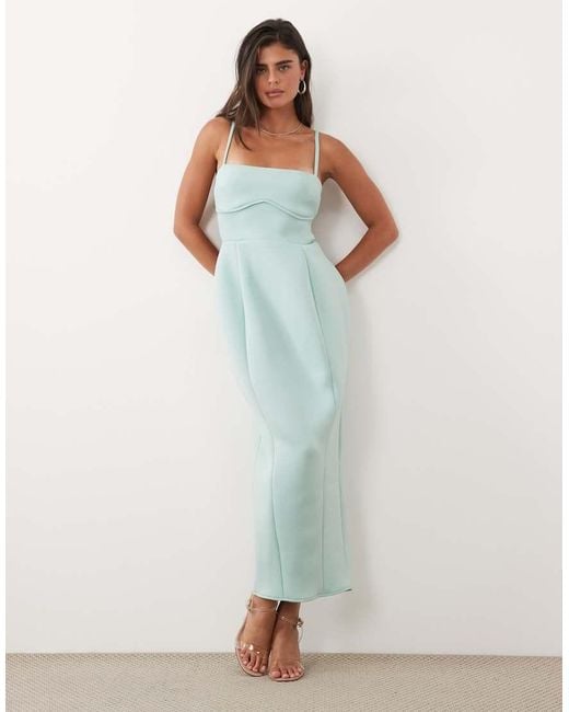 ASOS Blue Volume Pencil Maxi Dress With Strappy Back