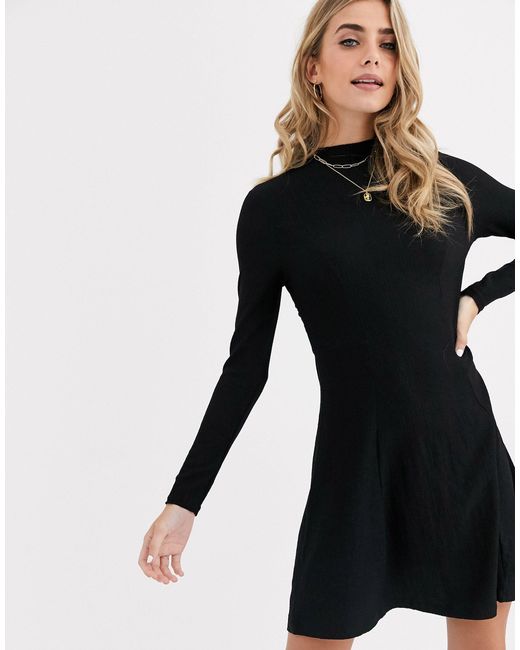 new look black long sleeve dress