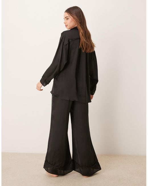 Free People Black Satin Pajama Set