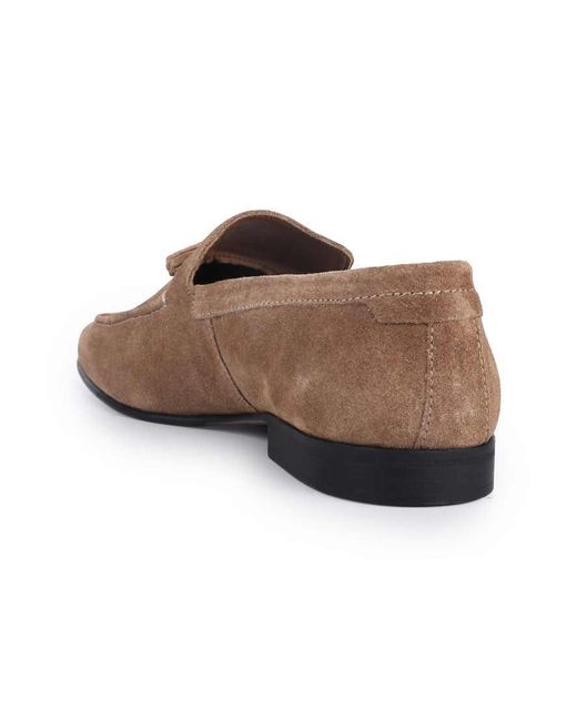OFF THE HOOK Brown Emerson Suede Leather Tassel Loafers for men