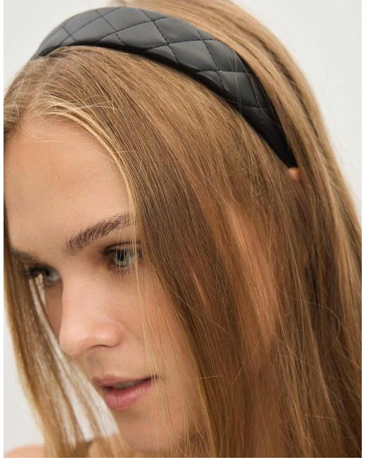 Stradivarius Black Rigid Topstitched Headband